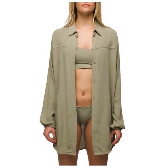 Nwt - prAna - XS Women's Fernie Shirt Swim Cover-Up In Sweet Agave/Green - Picture 1 of 7